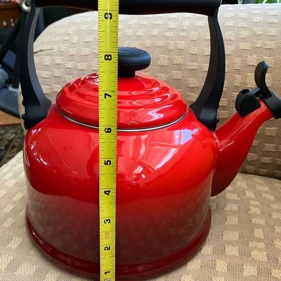 Le Creuset Red Stovetop Whistling Tea Kettle with Black Handle - Picture 10 of 14